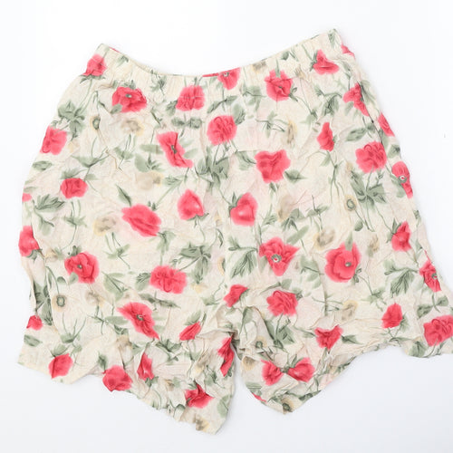Jaclyn Smith Womens Multicoloured Floral Polyester Cut-Off Shorts Size L Regular Button