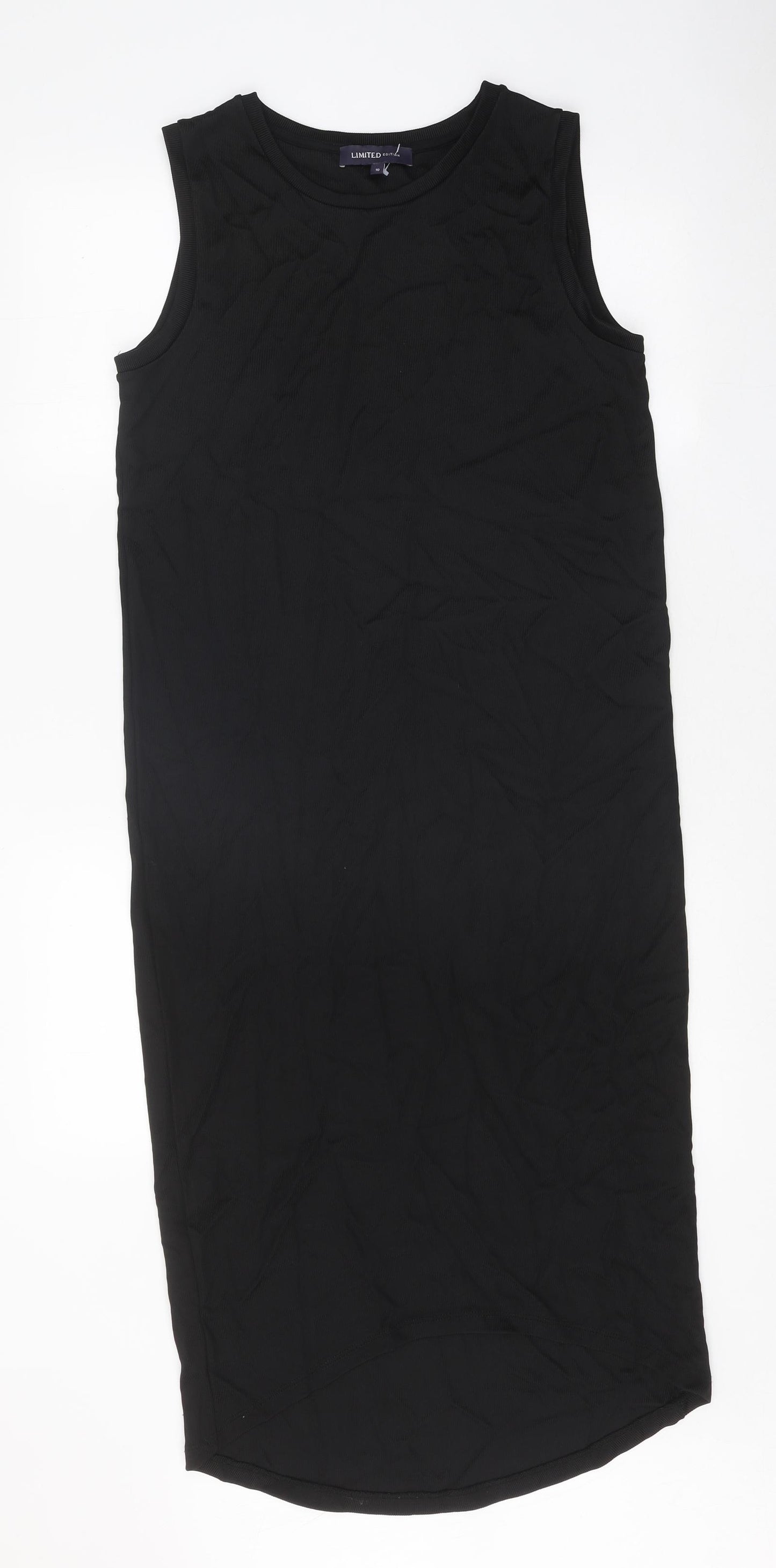 Limited Edition Womens Black Viscose Tank Dress Size 10 Round Neck Pullover