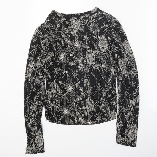 NEXT Womens Black Geometric Polyester Basic Blouse Size 8 V-Neck