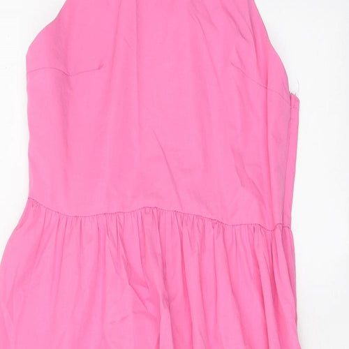 Zara Womens Pink Polyester Maxi Size L Halter Zip