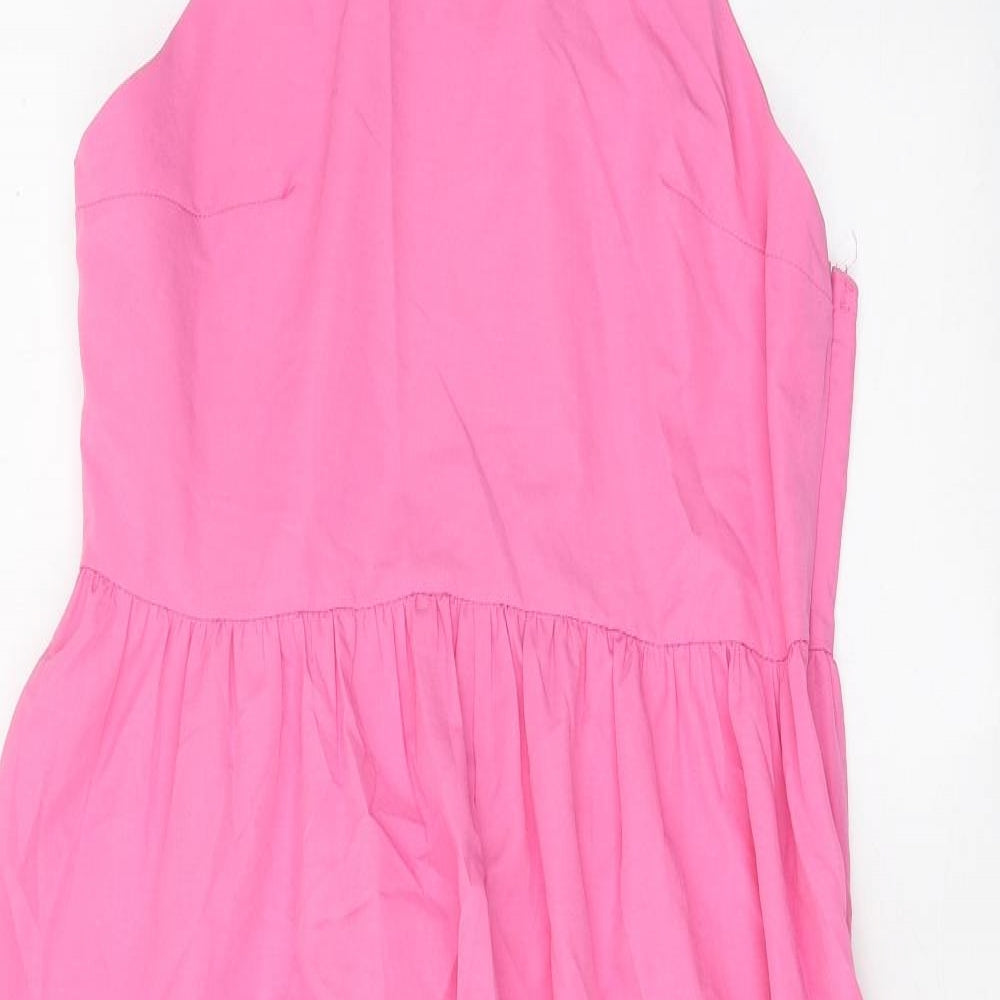 Zara Womens Pink Polyester Maxi Size L Halter Zip