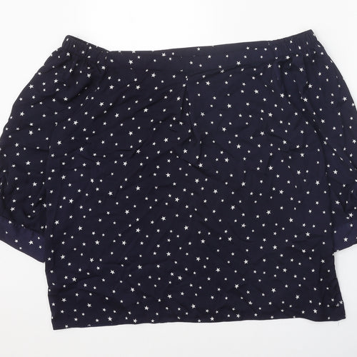 Dorothy Perkins Womens Blue Geometric Polyester Cropped Blouse Size 16 Off the Shoulder - Star Print