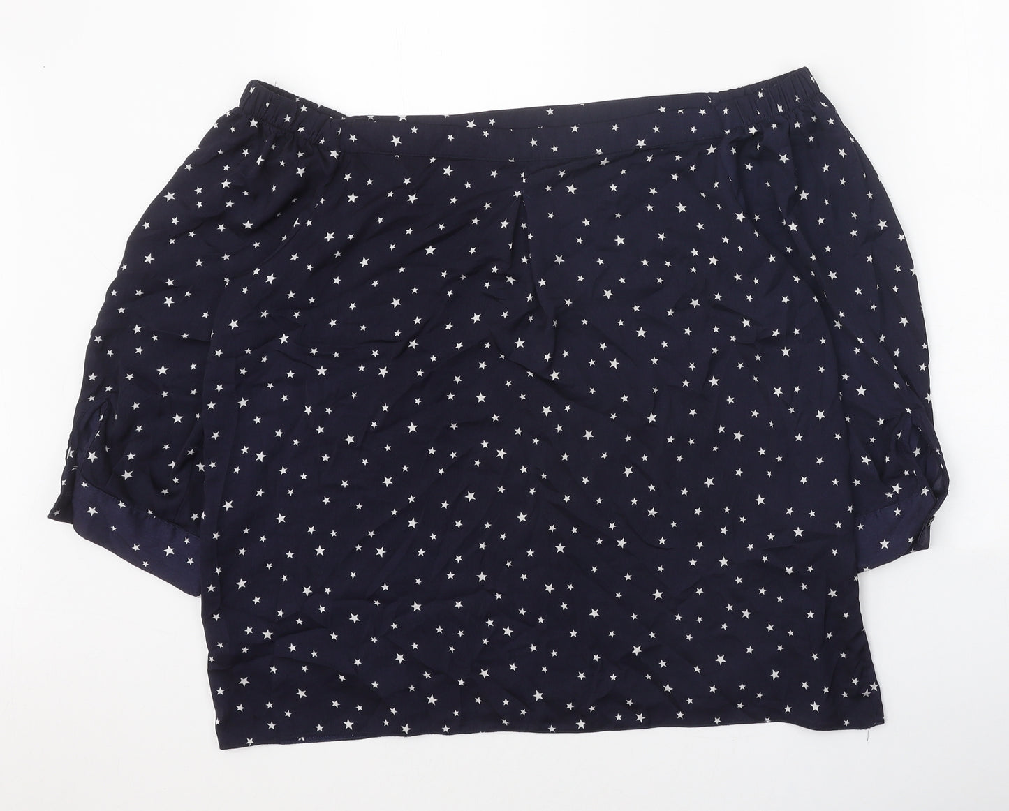 Dorothy Perkins Womens Blue Geometric Polyester Cropped Blouse Size 16 Off the Shoulder - Star Print