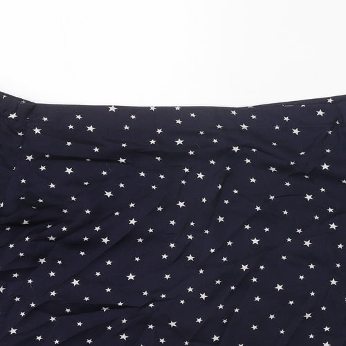 Dorothy Perkins Womens Blue Geometric Polyester Cropped Blouse Size 16 Off the Shoulder - Star Print