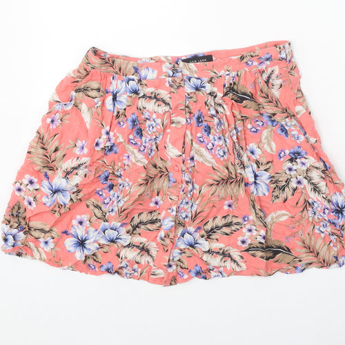 New Look Womens Multicoloured Floral Viscose Skater Skirt Size 10 Button