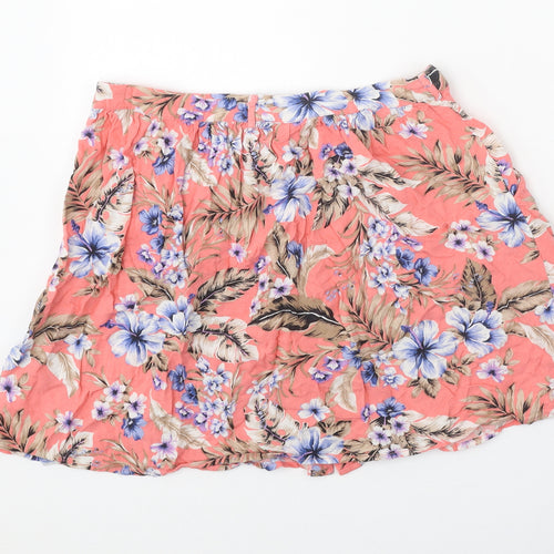 New Look Womens Multicoloured Floral Viscose Skater Skirt Size 10 Button