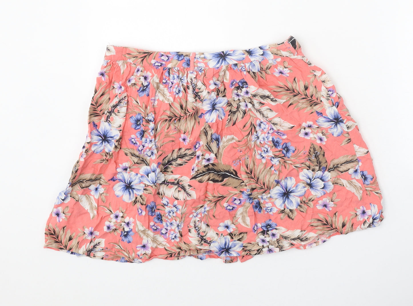 New Look Womens Multicoloured Floral Viscose Skater Skirt Size 10 Button