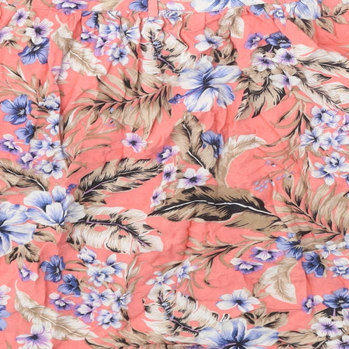 New Look Womens Multicoloured Floral Viscose Skater Skirt Size 10 Button