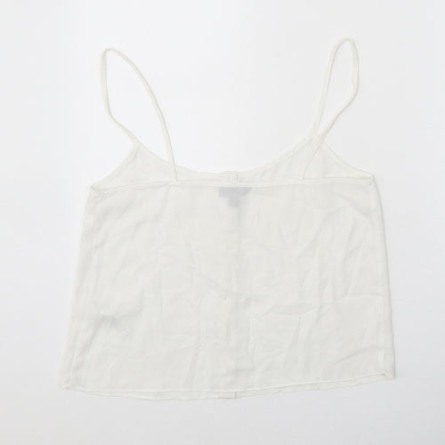 Topshop Womens White Polyester Cropped Tank Size 10 Round Neck