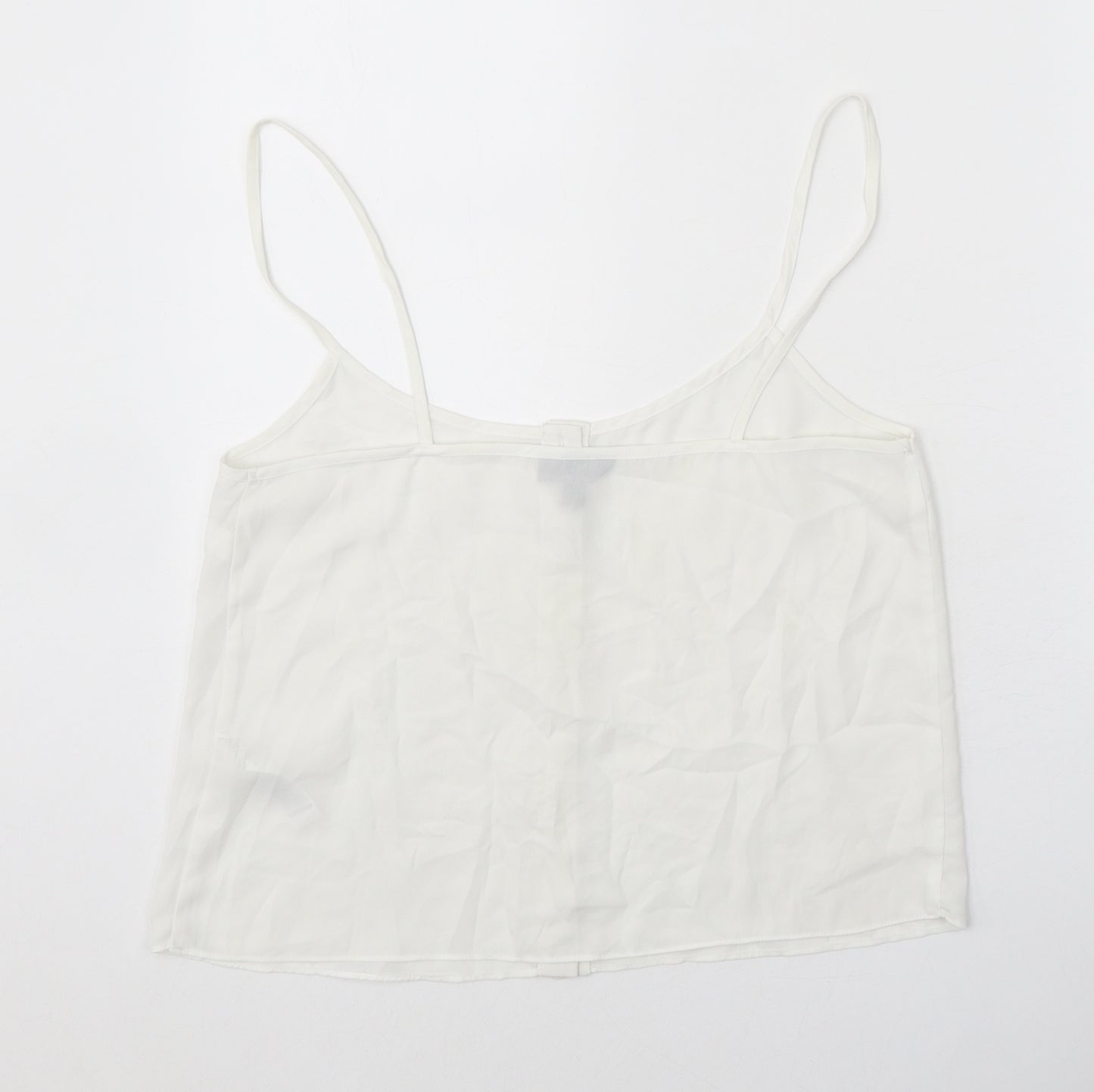 Topshop Womens White Polyester Cropped Tank Size 10 Round Neck