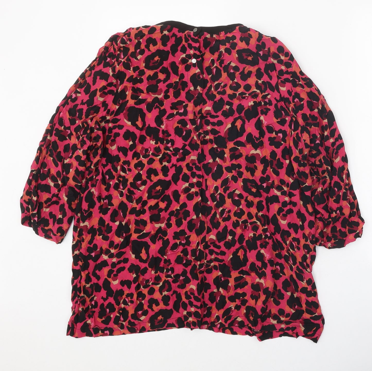 NEXT Womens Pink Animal Print Viscose Basic Blouse Size 20 Round Neck