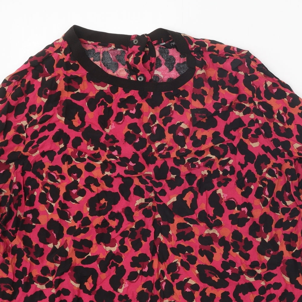 NEXT Womens Pink Animal Print Viscose Basic Blouse Size 20 Round Neck