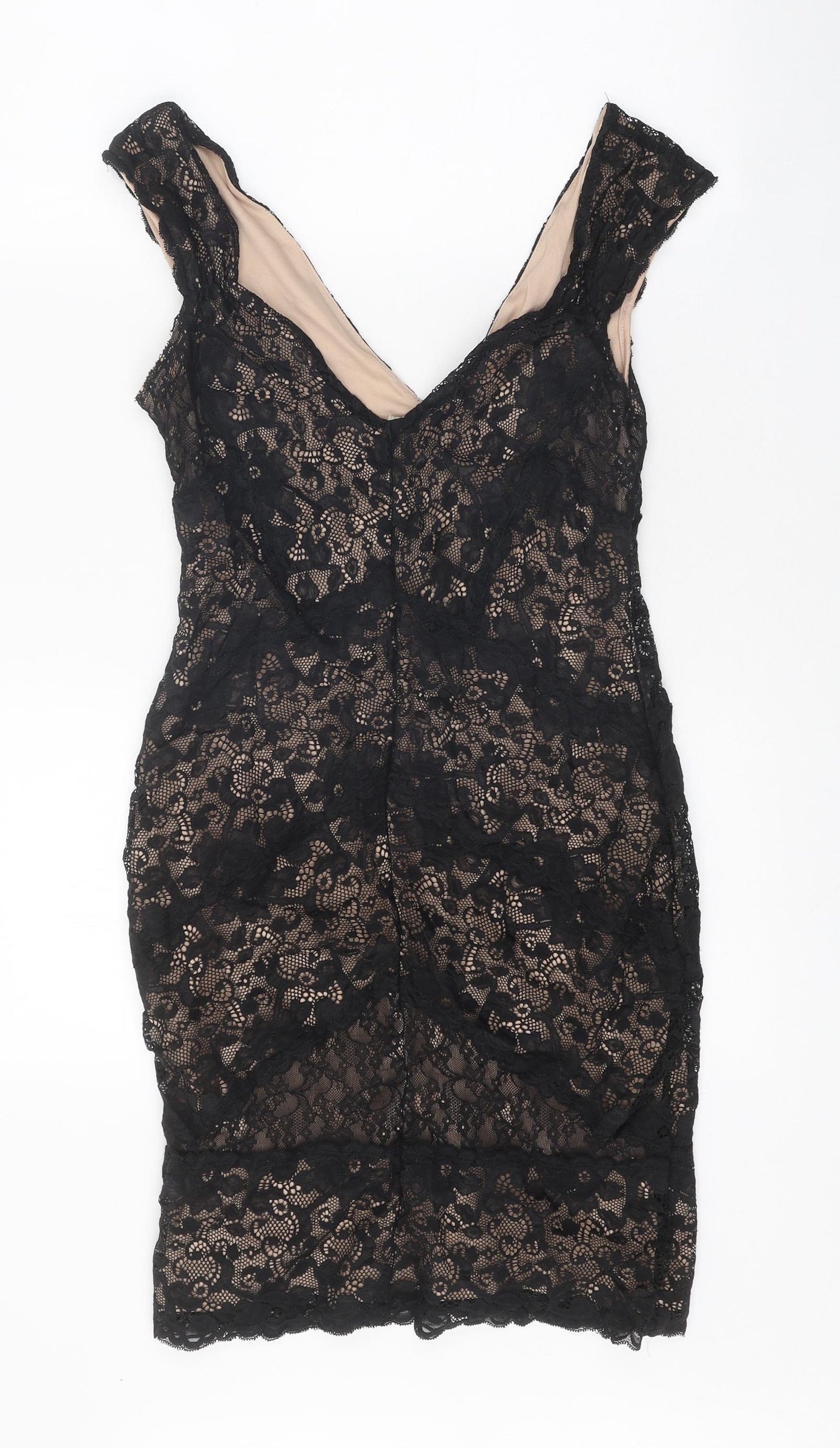 Oasis Womens Black Geometric Polyester Bodycon Size M Sweetheart Pullover
