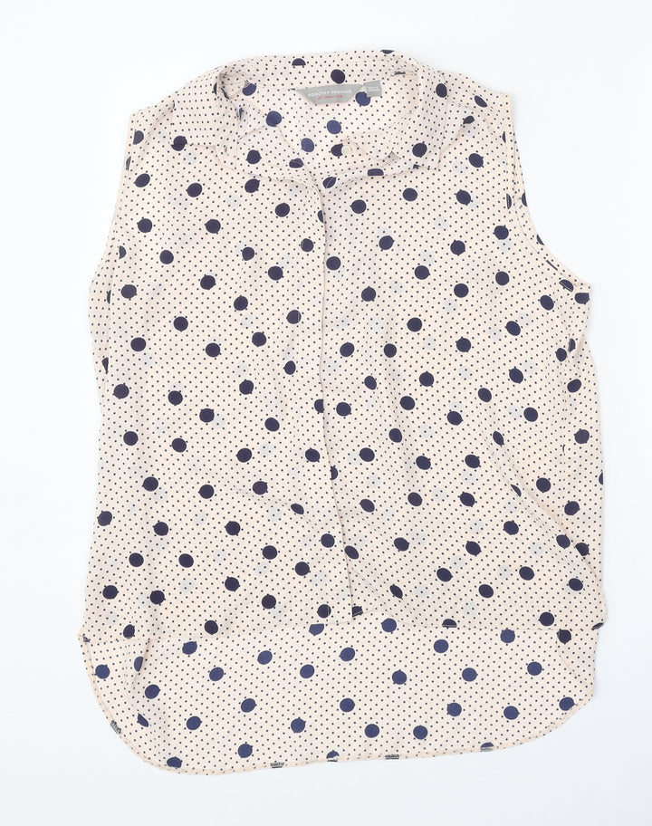 Dorothy Perkins Womens Beige Geometric Polyester Basic Blouse Size 8 V-Neck