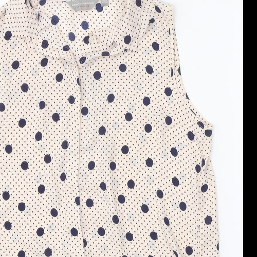 Dorothy Perkins Womens Beige Geometric Polyester Basic Blouse Size 8 V-Neck