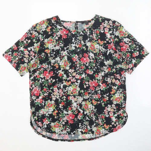 Therapy Womens Multicoloured Floral Polyester Basic T-Shirt Size 12 Round Neck