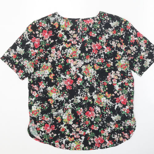 Therapy Womens Multicoloured Floral Polyester Basic T-Shirt Size 12 Round Neck