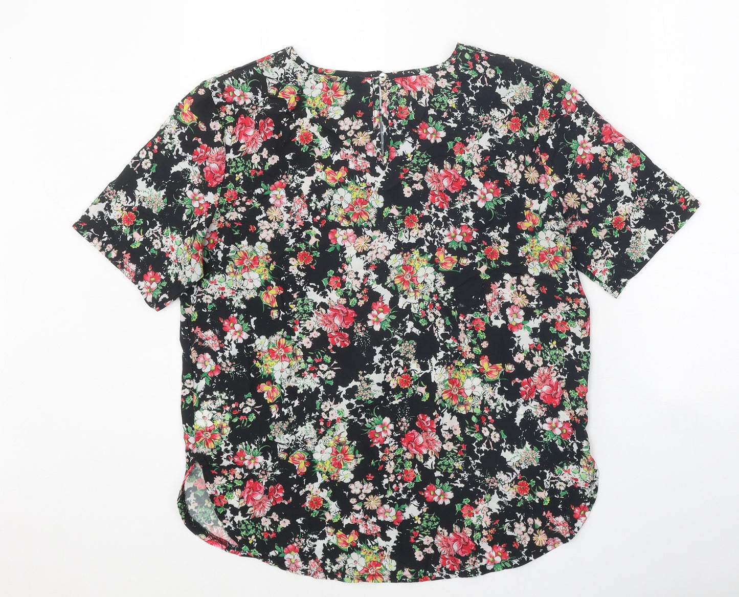 Therapy Womens Multicoloured Floral Polyester Basic T-Shirt Size 12 Round Neck