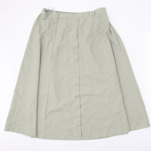 Bonmarché Womens Green Polyester Swing Skirt Size 14 Button