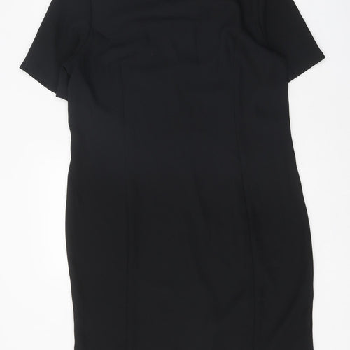 Paul Separates Womens Black Polyester Shift Size 14 Round Neck Zip
