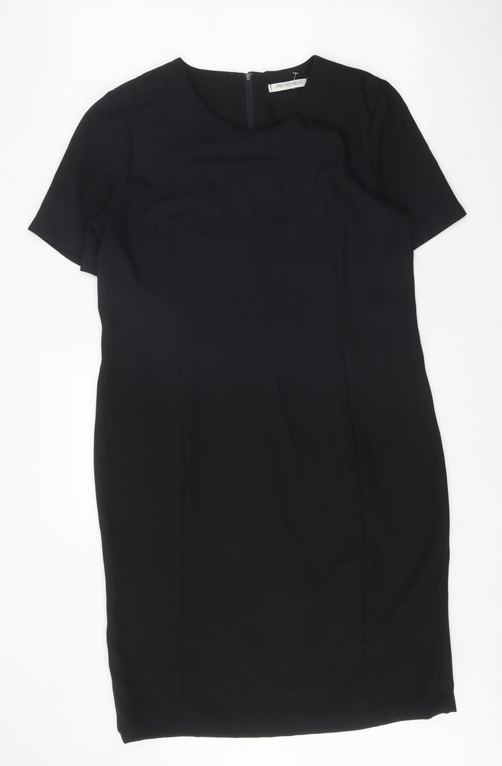 Paul Separates Womens Black Polyester Shift Size 14 Round Neck Zip