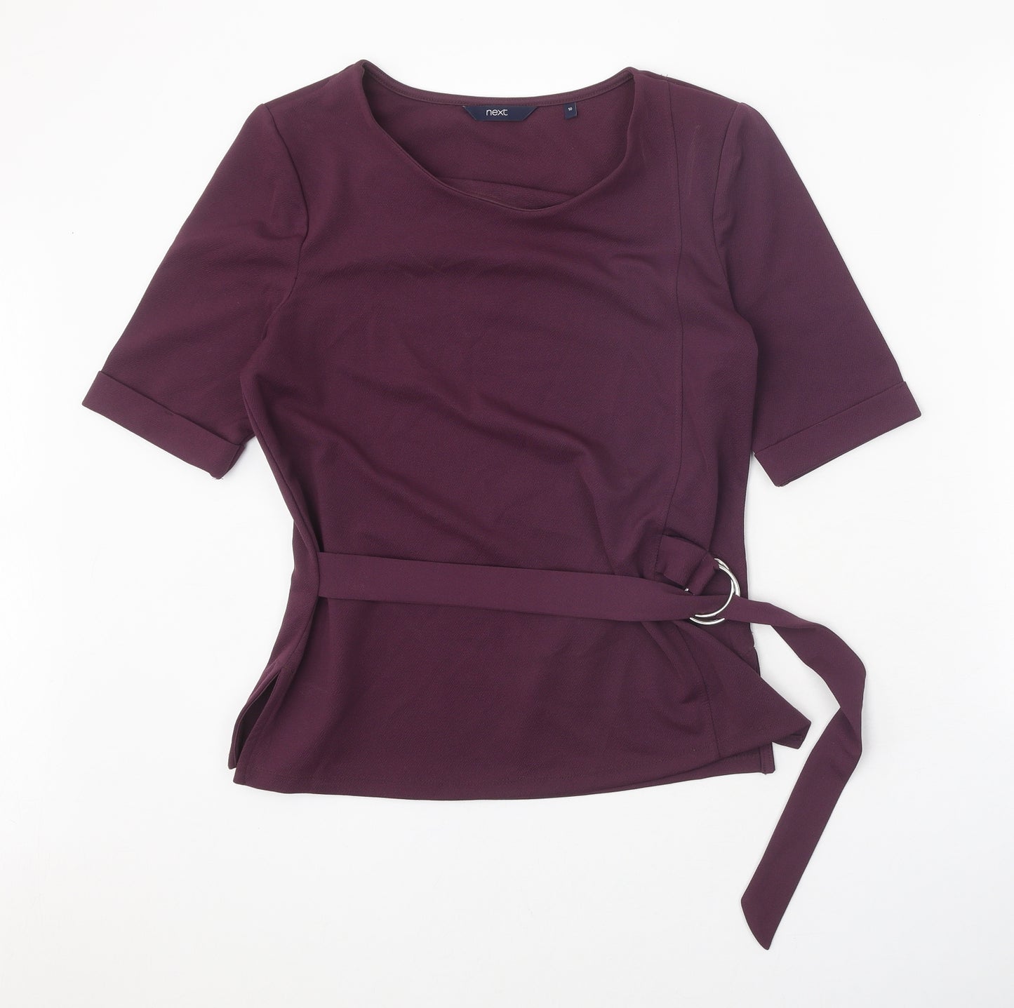NEXT Womens Purple Polyester Basic T-Shirt Size 10 Round Neck