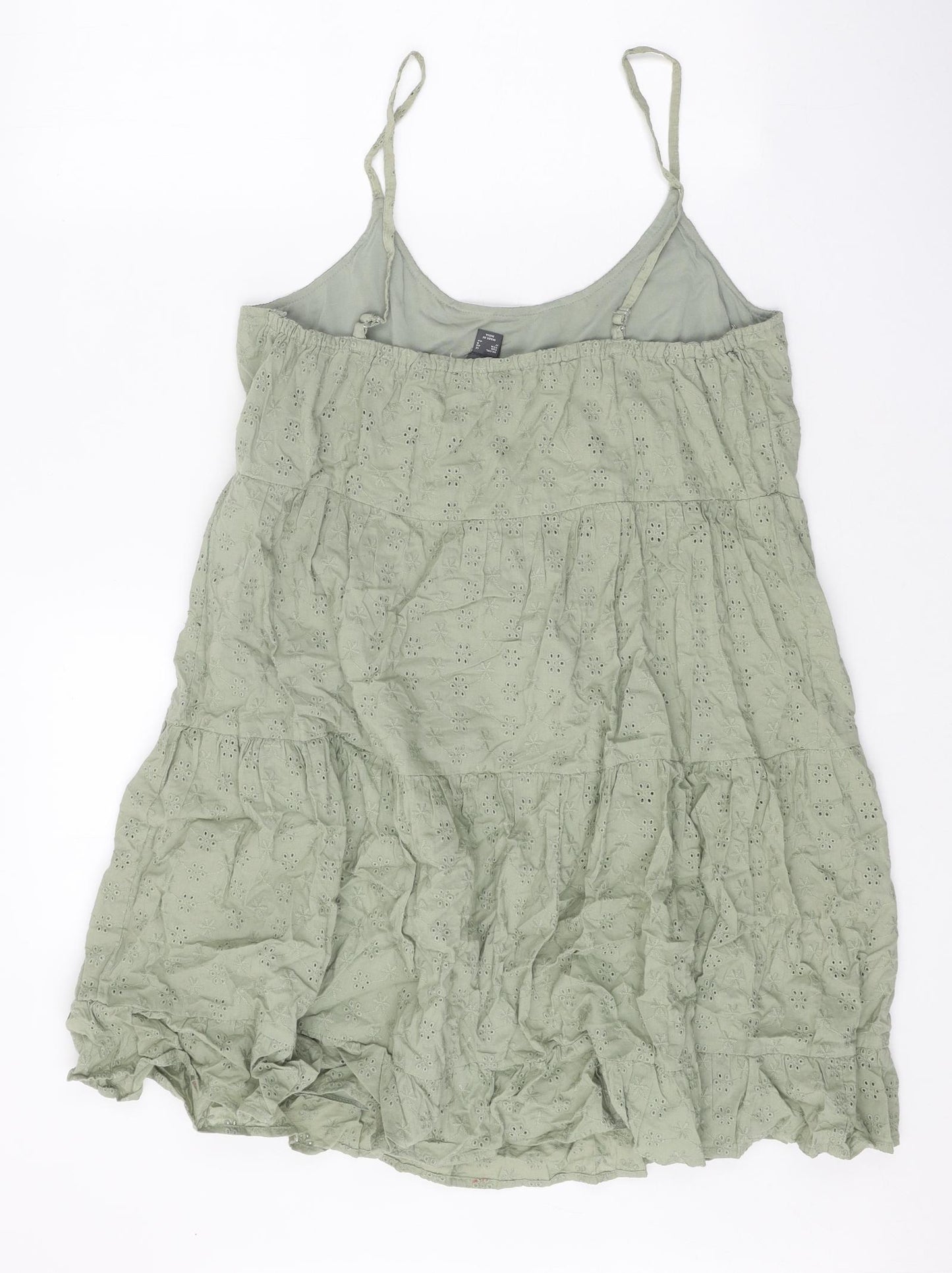 Primark Womens Green 100% Cotton A-Line Size 12 Round Neck Pullover - Anglaise Detail