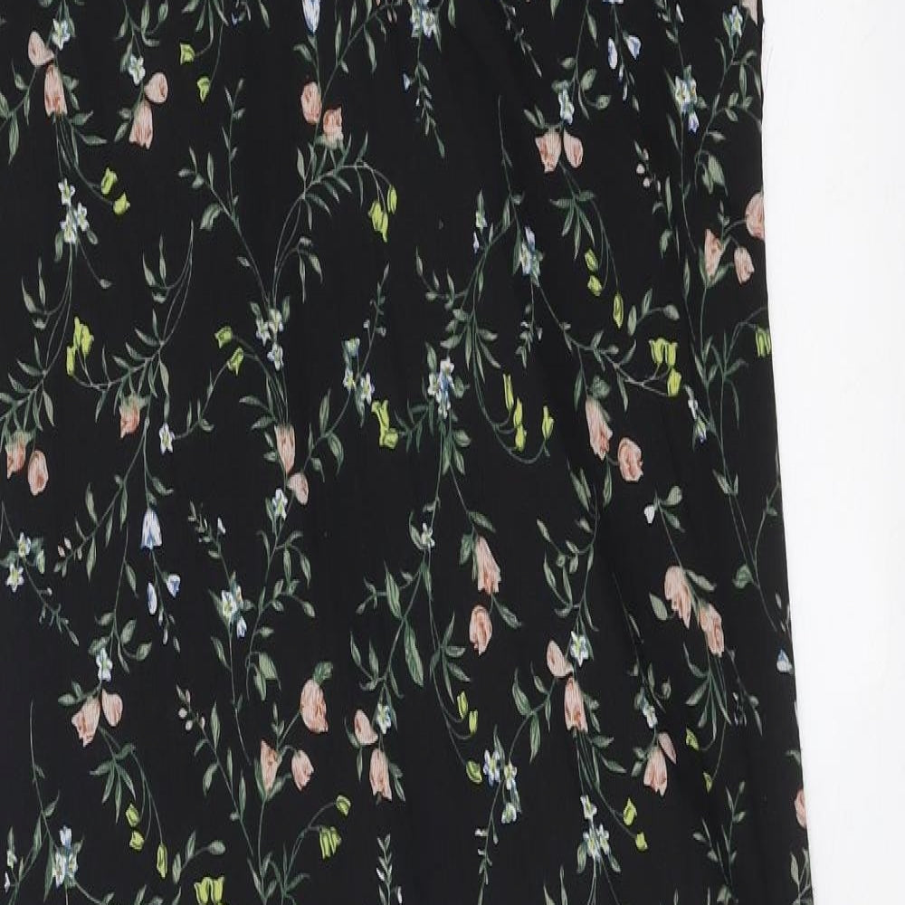 Mela London Womens Black Floral Polyester Maxi Size 10 V-Neck Pullover