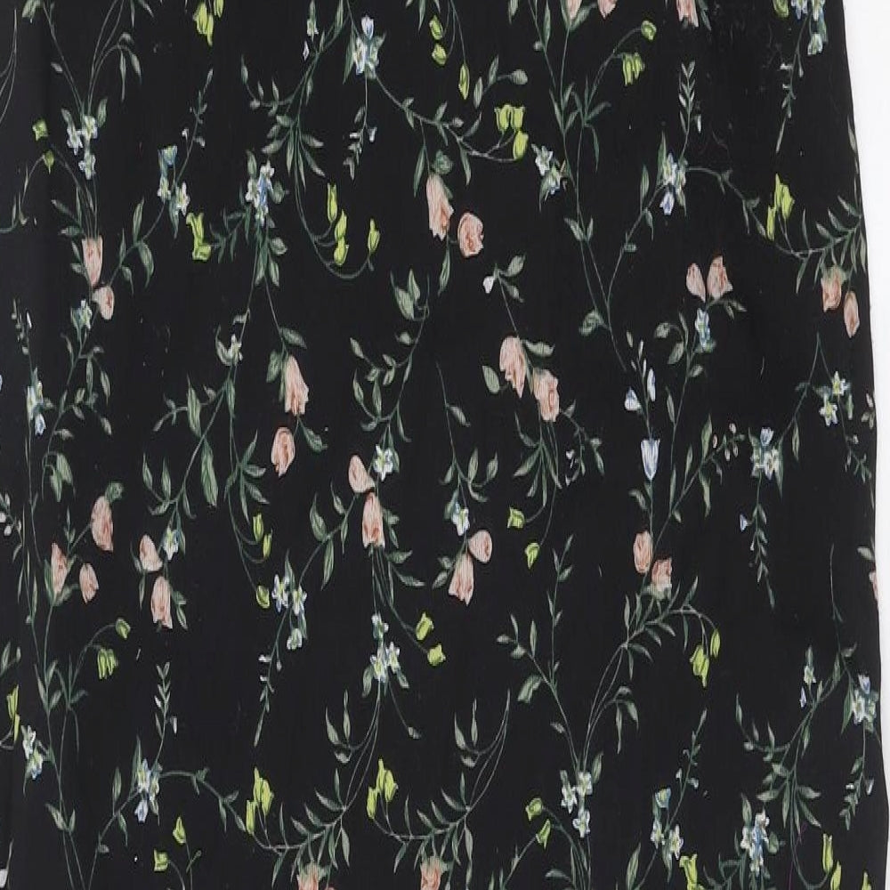 Mela London Womens Black Floral Polyester Maxi Size 10 V-Neck Pullover