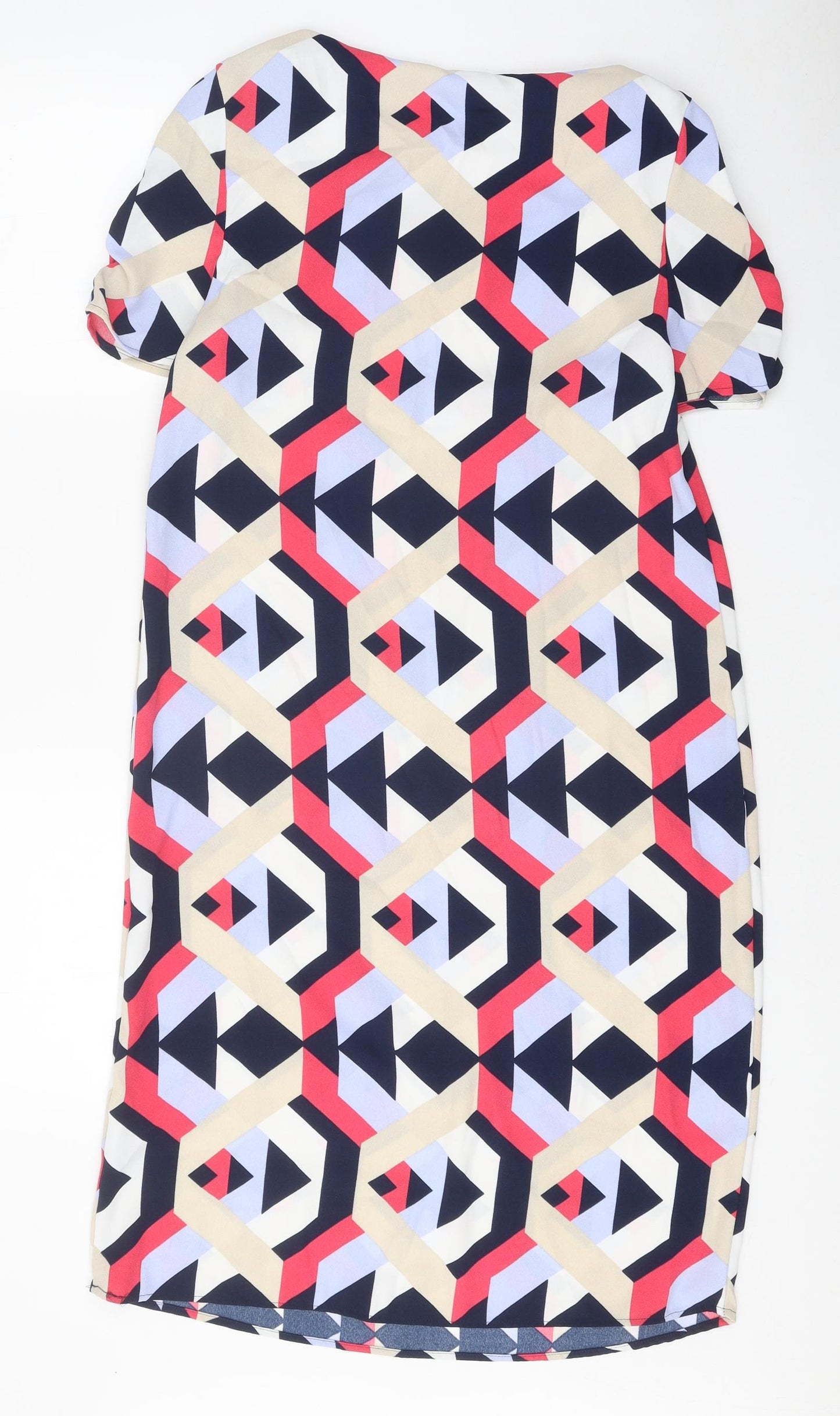 Marks and Spencer Womens Multicoloured Geometric Polyester Shift Size 10 Boat Neck Pullover
