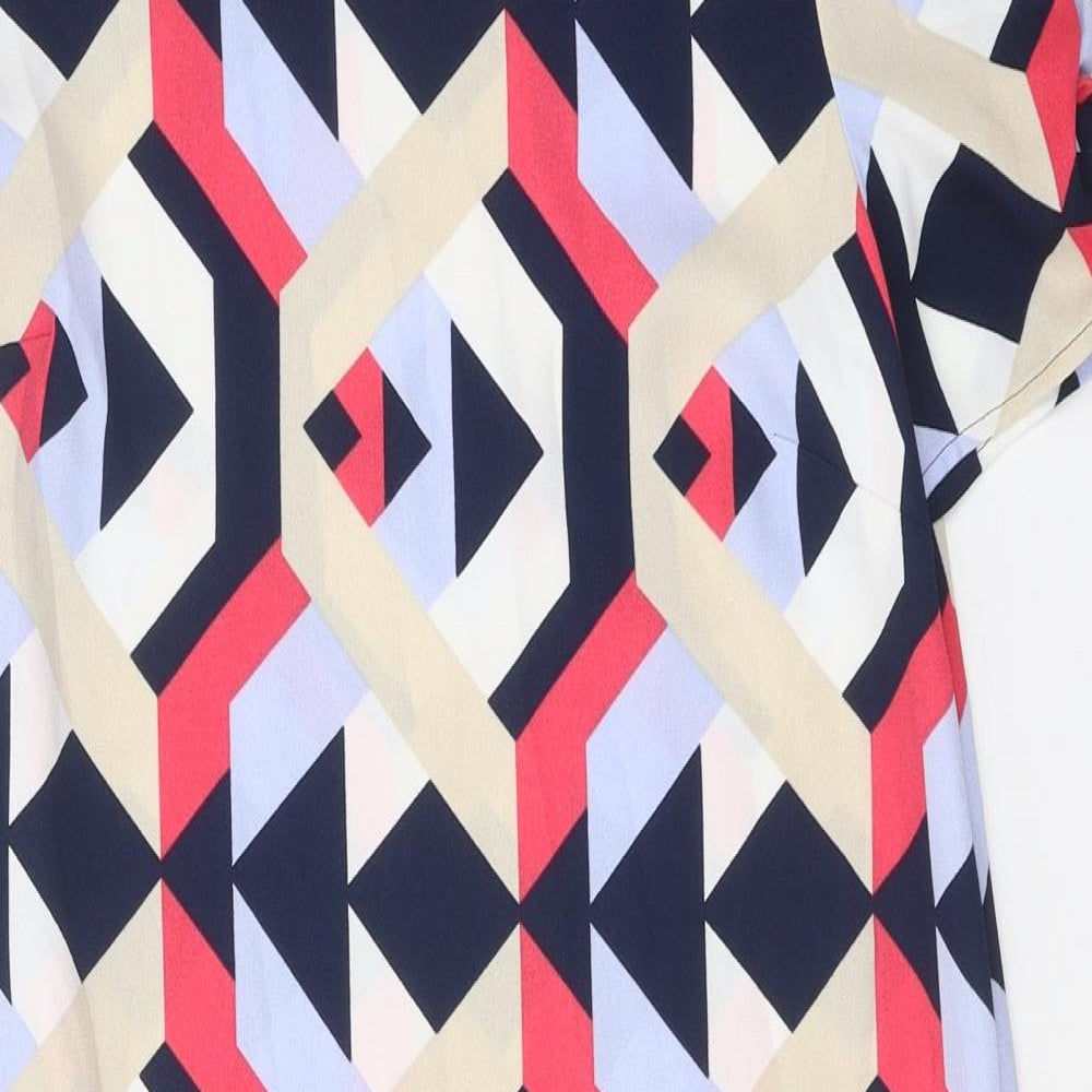 Marks and Spencer Womens Multicoloured Geometric Polyester Shift Size 10 Boat Neck Pullover