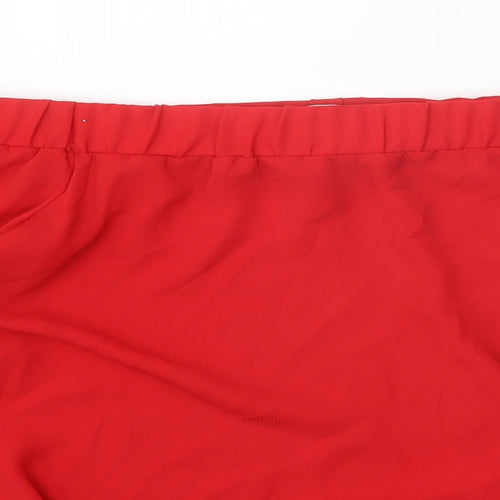Papaya Womens Red Polyester Basic Blouse Size 10 Boat Neck