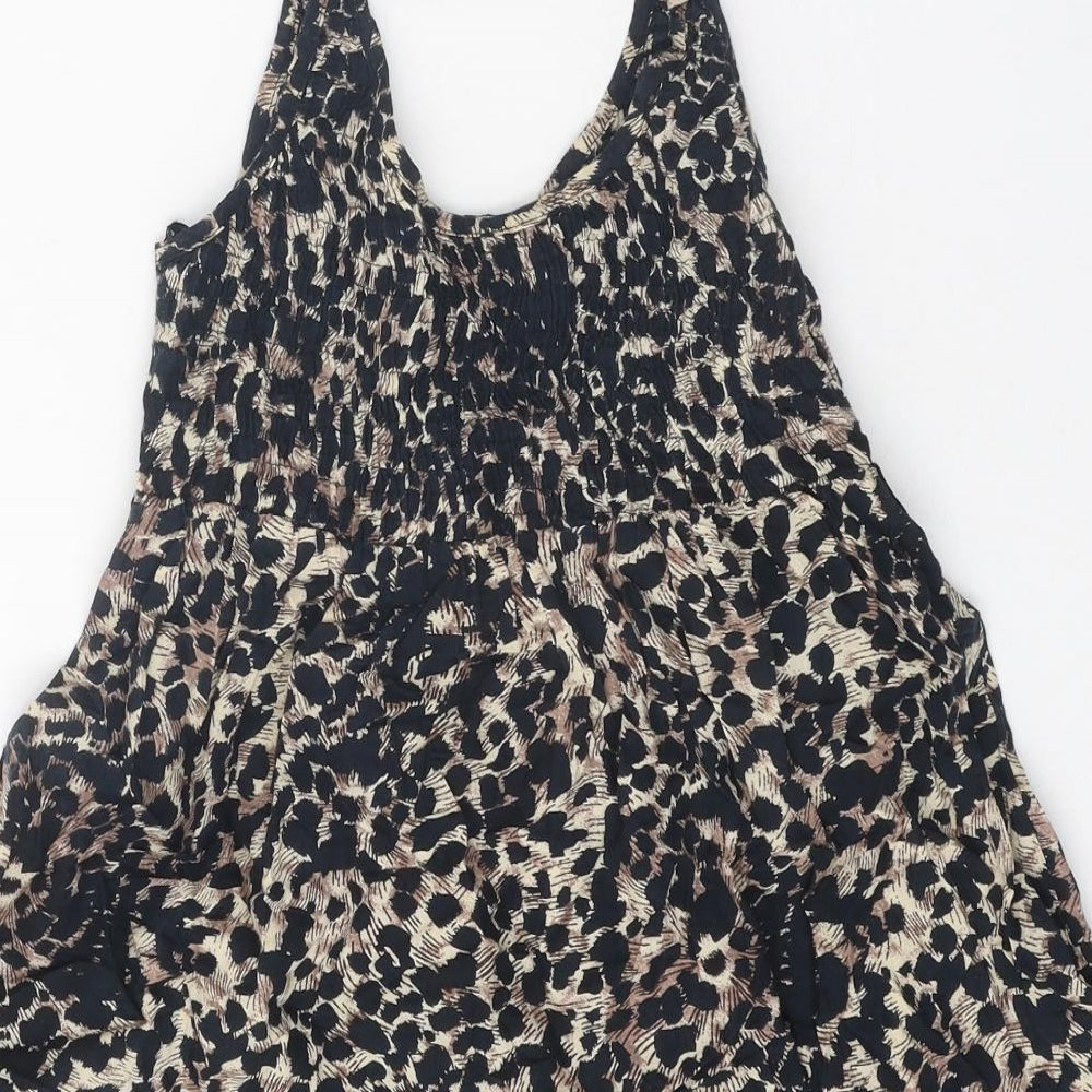 Atmosphere Womens Multicoloured Animal Print 100% Cotton Basic Blouse Size 8 V-Neck