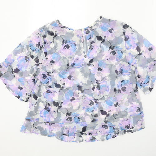 Papaya Womens Multicoloured Floral Polyester Cropped T-Shirt Size 12 Round Neck