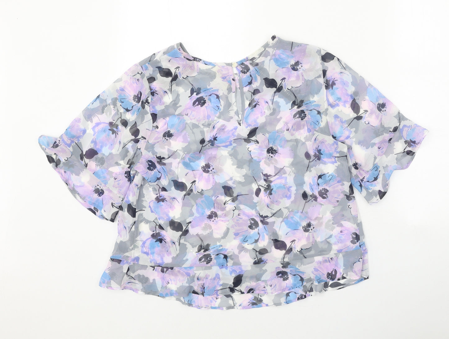 Papaya Womens Multicoloured Floral Polyester Cropped T-Shirt Size 12 Round Neck