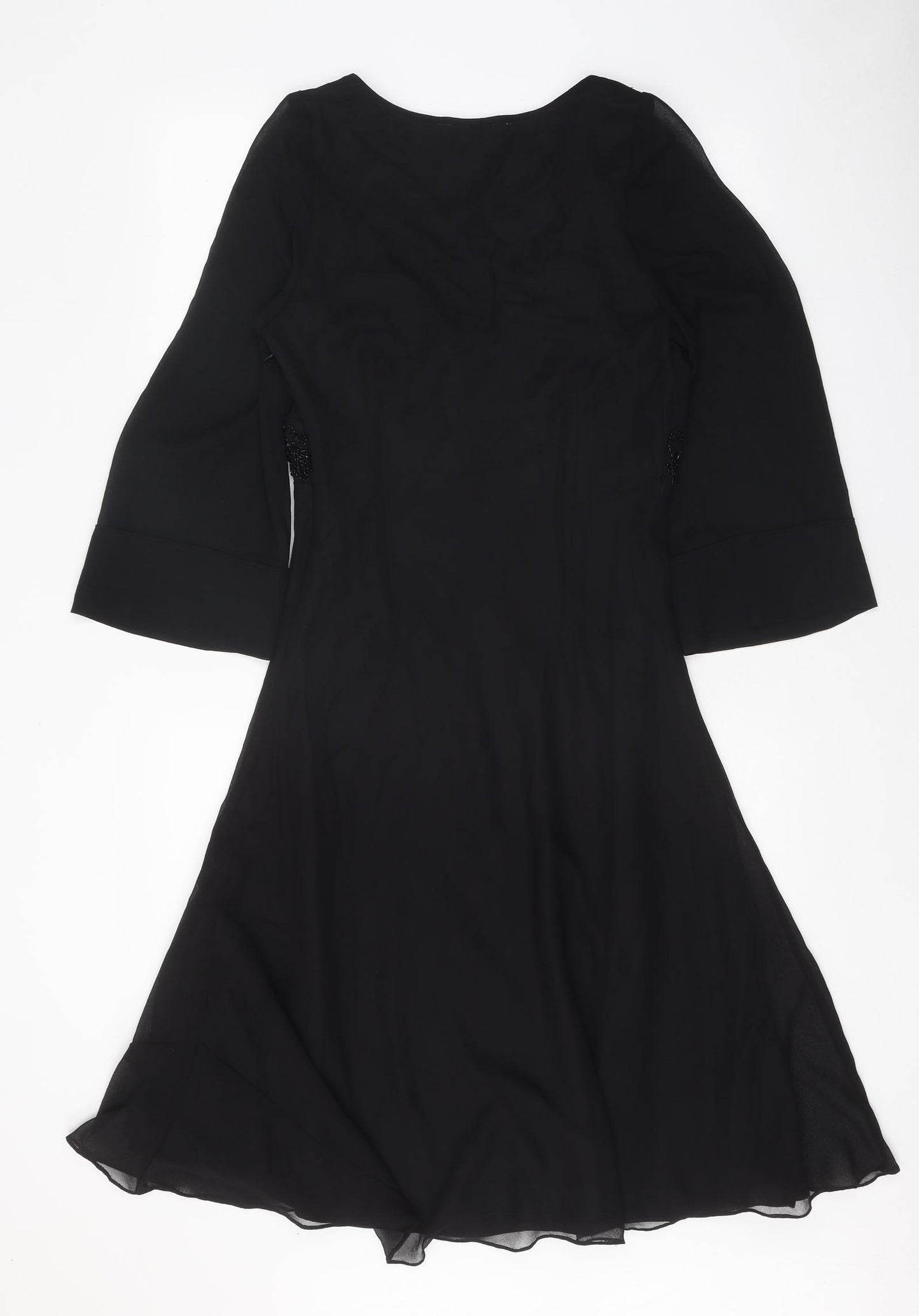 Nicholas Millington Womens Black Polyester A-Line Size 10 V-Neck Zip