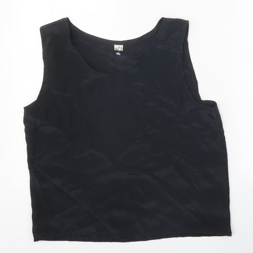 Preworn Womens Black Polyester Basic Tank Size 14 Round Neck