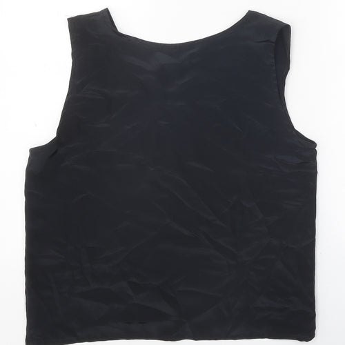 Preworn Womens Black Polyester Basic Tank Size 14 Round Neck