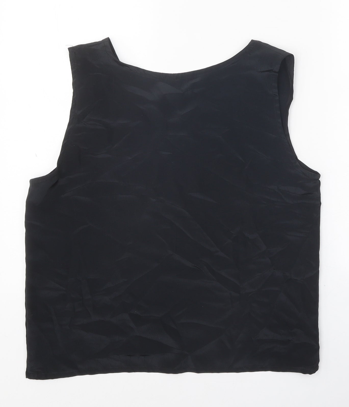 Preworn Womens Black Polyester Basic Tank Size 14 Round Neck