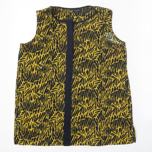 NEXT Womens Yellow Geometric Polyester Basic Blouse Size 10 Round Neck