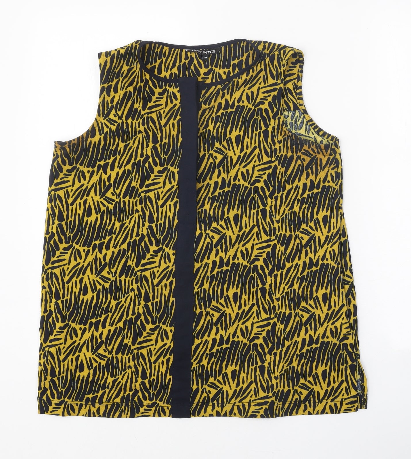 NEXT Womens Yellow Geometric Polyester Basic Blouse Size 10 Round Neck