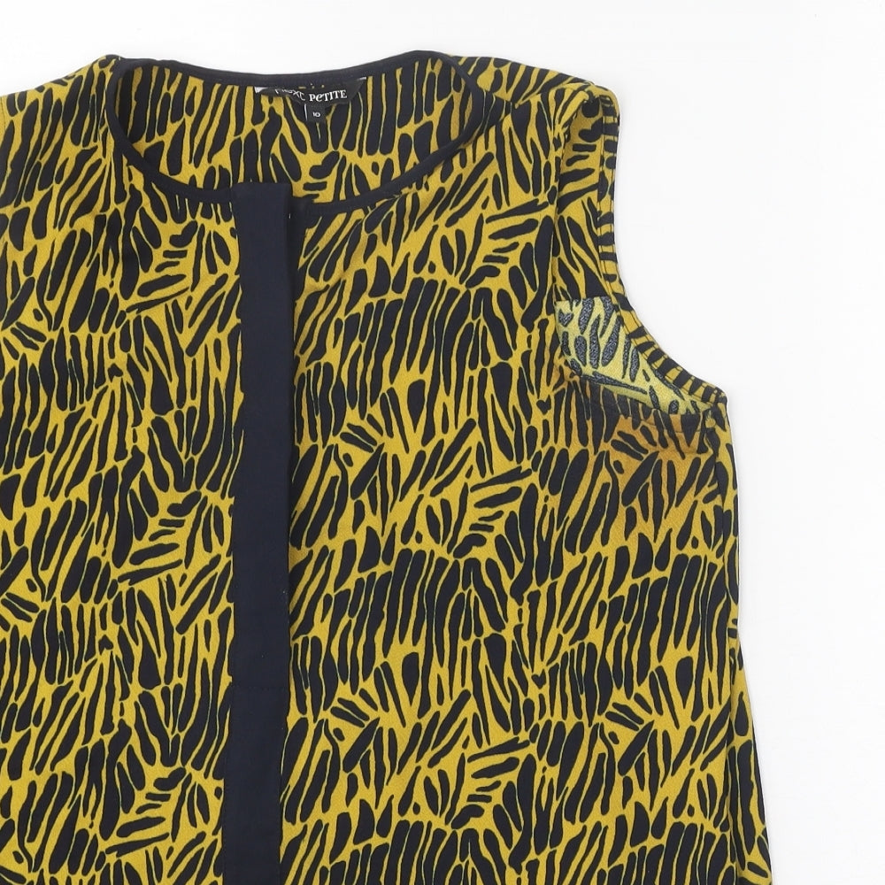 NEXT Womens Yellow Geometric Polyester Basic Blouse Size 10 Round Neck