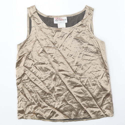 Proportion Petite Womens Gold Acetate Basic Tank Size 6 Round Neck
