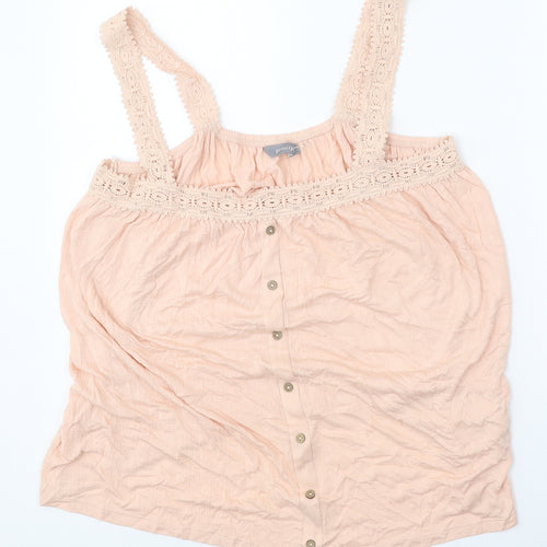 Principles Womens Beige Viscose Basic Tank Size 14 Square Neck