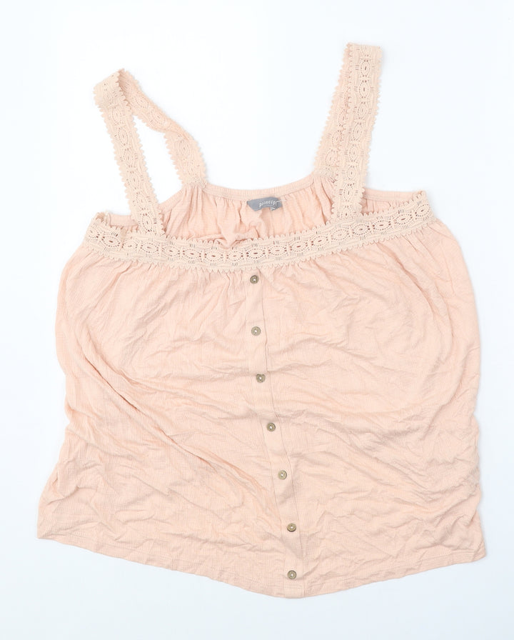 Principles Womens Beige Viscose Basic Tank Size 14 Square Neck