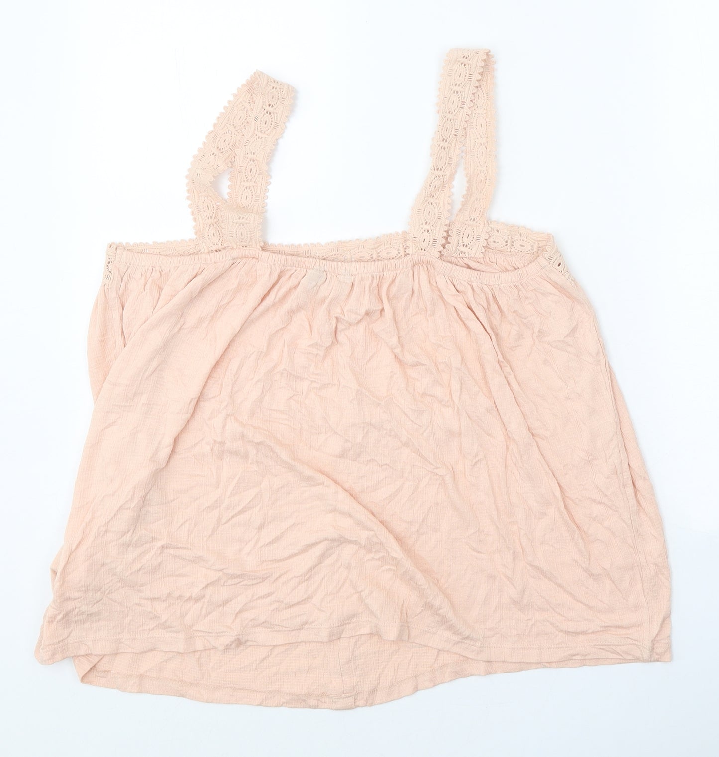 Principles Womens Beige Viscose Basic Tank Size 14 Square Neck