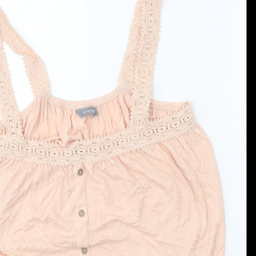 Principles Womens Beige Viscose Basic Tank Size 14 Square Neck