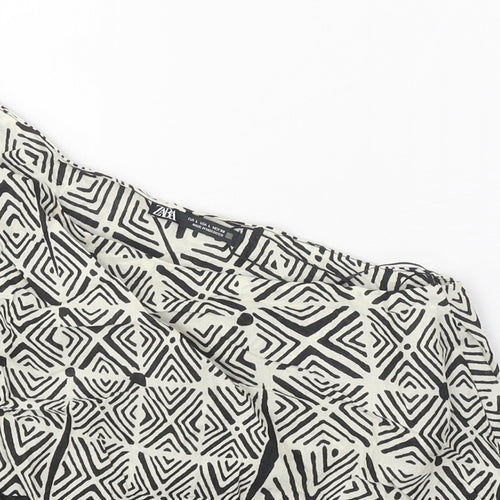 Zara Womens Multicoloured Geometric 100% Cotton Basic Tank Size L One Shoulder