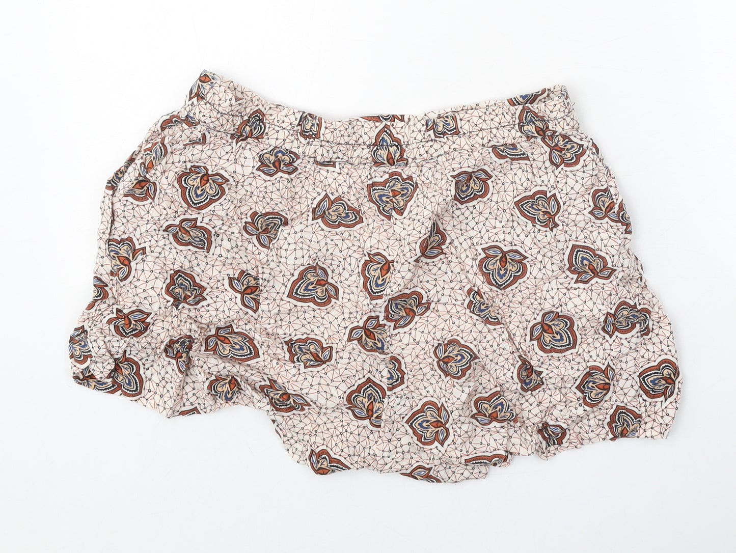 H&M Womens Multicoloured Geometric Viscose Hot Pants Shorts Size 10 Regular Pull On