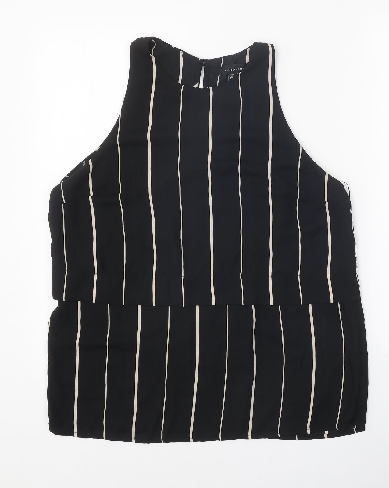 Atmosphere Womens Black Striped Polyester Basic Tank Size 14 Round Neck